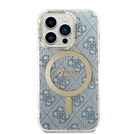 Guess zestaw ładowarka MagSafe + etui do iPhone 14 Pro Max 6,7" niebieskie 4G Print (GUBPP14XH4EACSB )