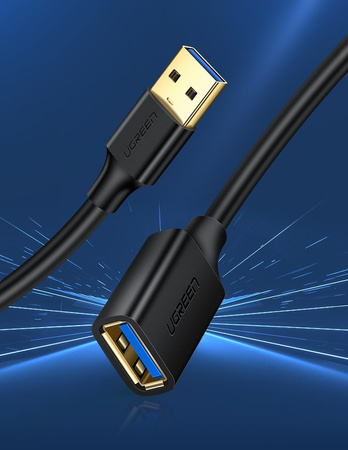 Ugreen kabel przewód przedłużacz przejściówka USB 3.0 (żeński) - USB 3.0 (męski) 1m czarny (10368)