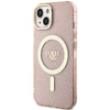 Etui Guess GUHMP14MHCMCGP na iPhone 14 Plus 6.7" - różowe Glitter Gold MagSafe