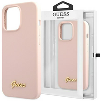 Guess GUHCP12SLSLMGLP iPhone 12 mini 5,4" jasnoróżowy/light pink hardcase Silicone Script Gold Logo