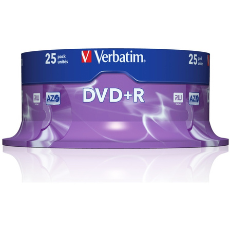 VERBATIM PŁYTA DVD-R 4.7GB 16X AZO 25 SZTUK DO DANYCH I ZDJĘĆ Z NAGRYWANIEM