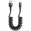 MCDODO KABEL USB LIGHTNING SPIRALNY SPRĘŻYNOWY SZYBKI DO IPHONE 14 LED 2M