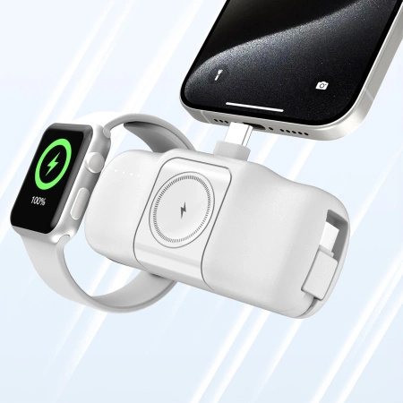 WOZINSKY MINI POWERBANK DO APPLE WATCH 5000MAH Z KABLEM USB-C ŁADOWANIE 15W