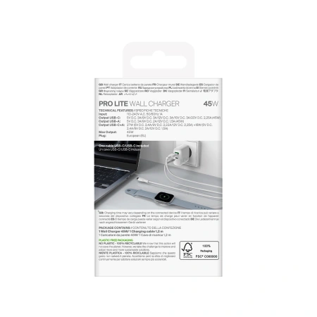 PURO ŁADOWARKA SIECIOWA USB-C USB-A DO LAPTOP TELEFON TABLET 45W POWER
