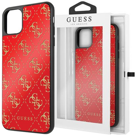 Guess GUHCN654GGPRE iPhone 11 Pro Max czerwony/red hard case 4G Double Layer Glitter