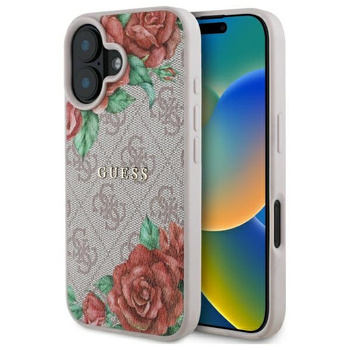 GUESS ETUI HARDCASE CASE DO MAGSAFE IPHONE 16 6 1 POKROWIEC RÓŻOWY FLOWERS