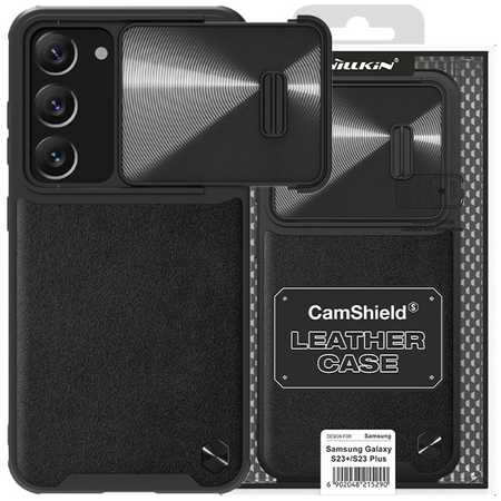 Nillkin CamShield Leather S Case etui Samsung Galaxy S23+ pokrowiec z osłoną na aparat czarne