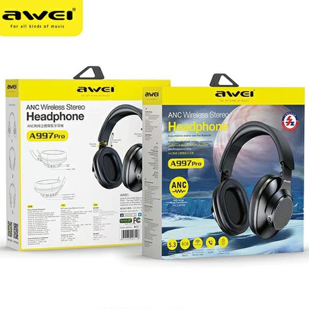 AWEI A997 PRO SŁUCHAWKI NAUSZNE DO SMARTFONÓW Z BLUETOOTH I TECHNOLOGIĄ ANC