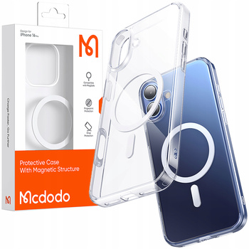 MCDODO MAGNETIC CASE CLEAR CASE REINFORCED FOR MAGSAFE IPHONE 16