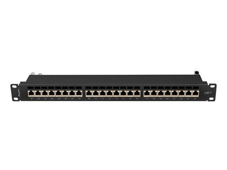 Patch panel Lanberg 24 port 1U kat.7 ekranowany czarny