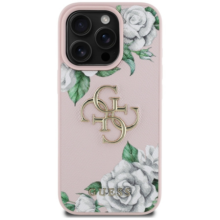 GUESS ETUI POKROWIEC GRAINED ROSES BIG 4G DO IPHONE 16 PRO MAGNETYCZNE
