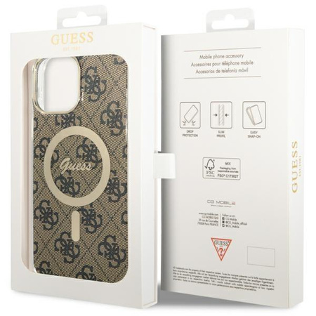 Etui Guess GUHMP13XH4STW na iPhone 13 Pro Max 6.7" - brązowe 4G MagSafe