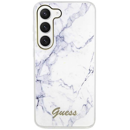 Etui Guess GUHCS23MPCUMAH S23+ S916 - białe Marble