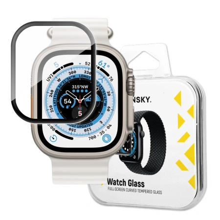 WOZINSKY SZKŁO HARTOWANE FULL GLUE DO APPLE WATCH ULTRA 49MM Z CZARNĄ RAMKĄ