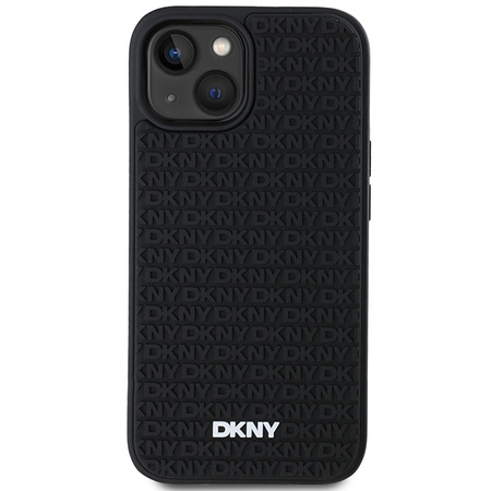 DKNY ETUI HARDCASE DO IPHONE 15 14 13 Z 3D RUBBER REPEAT PATTERN OCHRONNE