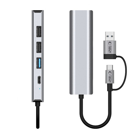 TECH-PROTECT HUB ADAPTER 5IN1 TYPE-C DO USB2.0 USB3.0 RJ45 KOMPUTER MACBOOK