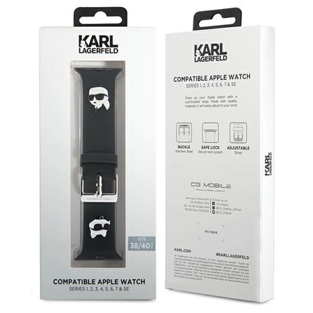 Pasek Karl Lagerfeld 3D Rubber Karl&Choupette Heads na Apple Watch 38/40/41mm - czarny