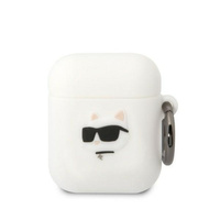 Etui Karl Lagerfeld KLA2RUNCHH na AirPods 1/2 - białe Silicone Choupette Head 3D