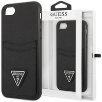 Etui Guess GUHCI8PSATPK na iPhone 7 / 8 / SE 2020 / SE 2022 hardcase - czarne Saffiano Triangle Logo Cardslot