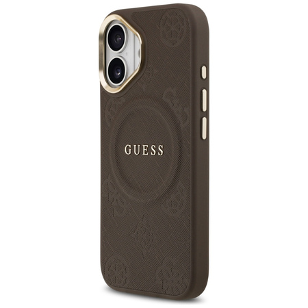 Etui Guess Peony Hot Stamp MagSafe do    iPhone 17 brązowy