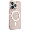 Etui Guess GUHMP14LHCMCGP na iPhone 14 Pro - różowe Glitter Gold MagSafe