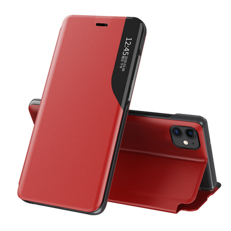 Eco Leather View Case elegancki futerał etui z klapką i funkcją podstawki iPhone 13 mini czerwony