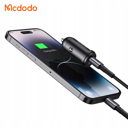 MCDODO SZYBKA ŁADOWARKA SAMOCHODOWA DO TELEFONU USB-C LED + KABEL LIGHTNING