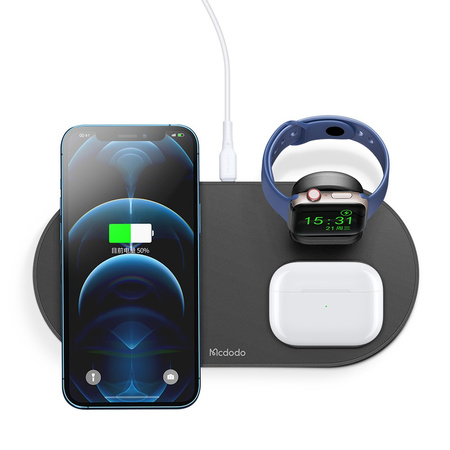 MCDODO STACJA DOKUJĄCA ŁADOWARKA INDUKCYJNA 3W1 DO IPHONE AIRPODS WATCH 15W