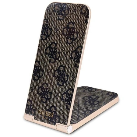 Guess składana ład. indukcyjna2w1 GUDCFAL4PEGW 15W brązowy/brown 4G Pattern MagSafe