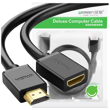 Ugreen kabel przewód adapter przejściówka przedłużacz HDMI (żeński) - HDMI (męski) 4K 10,2 Gbps 340 Mhz audio ethernet 0,5 m czarny (HD107 10140)