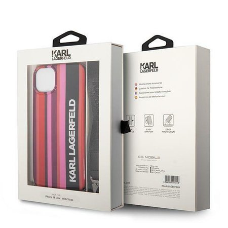 Etui Karl Lagerfeld KLHCP14SSTSTP na iPhone 14 hardcase - różowe Color Stripes Strap