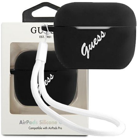 Guess GUACAPLSVSBW AirPods Pro cover czarno biały/black white Silicone Vintage