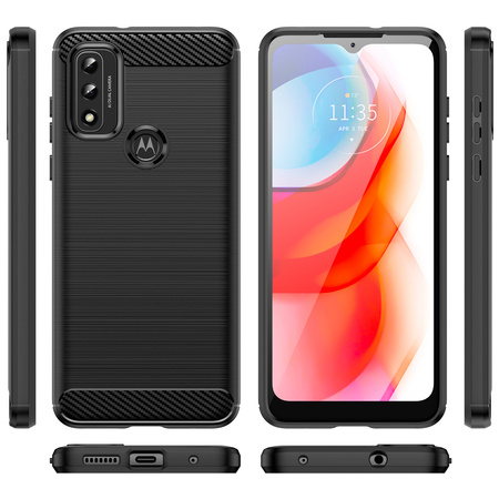 Carbon Case elastyczne etui pokrowiec Motorola Moto G Play 2022 czarny