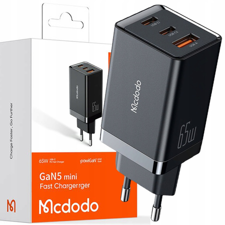 MCDODO SZYBKA ŁADOWARKA SIECIOWA ZASILACZ KOSTKA 3X USB-C PD USB-A GAN 67W