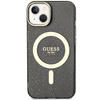 Etui Guess GUHMP14SHCMCGK na iPhone 14 - czarne Glitter Gold MagSafe