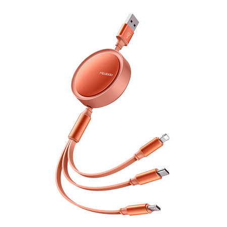 Mcdodo phone cable, 3-in-1, retractable, for iPhone, Micro USB, USB TYP-C, orange CA-7252