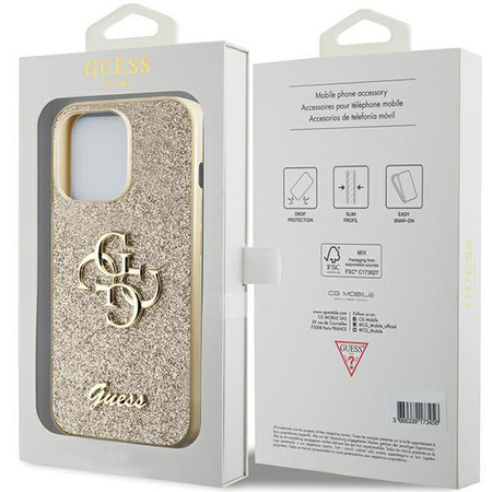 Etui Guess GUHCP13XHG4SGD na iPhone 13 Pro Max 6.7" - złote Glitter Script Big 4G