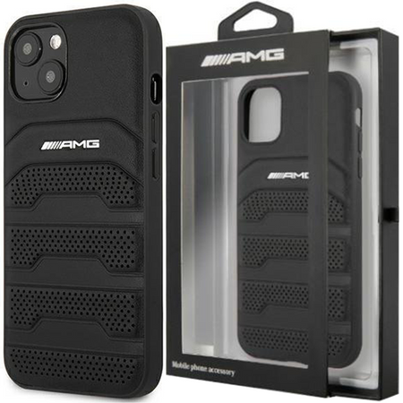 Etui AMG Leather Debossed Lines do iPhone 15 Plus - czarne