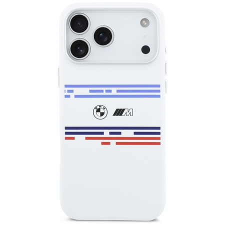 Etui BMW M Silicon Horizontal Line       MagSafe do iPhone 17 Pro Max biały