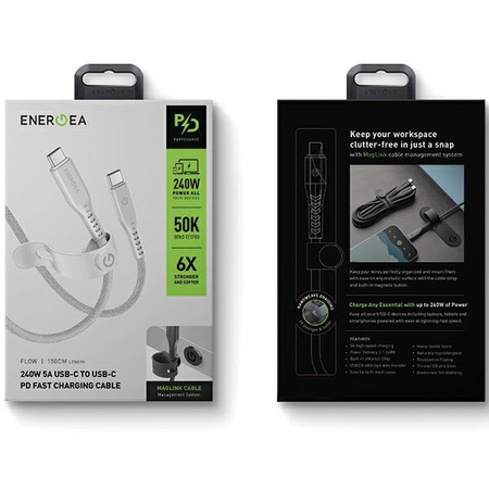 ENERGEA KABEL USB-C 1.5M 240W 5A PD DO TELEFONÓW TABLETÓW SZYBKIE ŁADOWANIE
