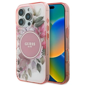 GUESS CASE DO IPHONE 16 PRO MAX 6.9 DO MAGSAFE KWIATOWE WZORY Z TONAL