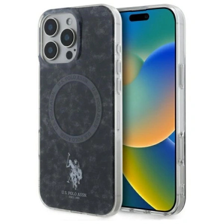 US POLO ASSN POKROWIEC DO MAGSAFE DO IPHONE 16 PRO 6.3 CZARNY Z RINGIEM