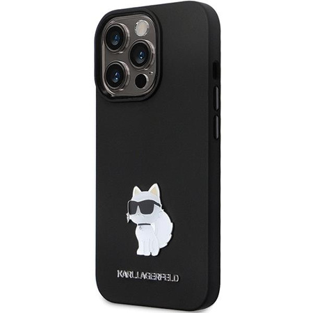 Etui Karl Lagerfeld KLHCP13LSMHCNPK na iPhone 13 Pro / 13 - czarne Silicone C Metal Pin
