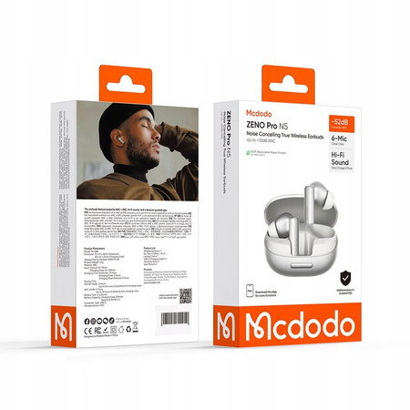 MCDODO SŁUCHAWKI BEZPRZEWODOWE DOUSZNE BLUETOOTH Z MIKROFONEM ETUI ANC ENC