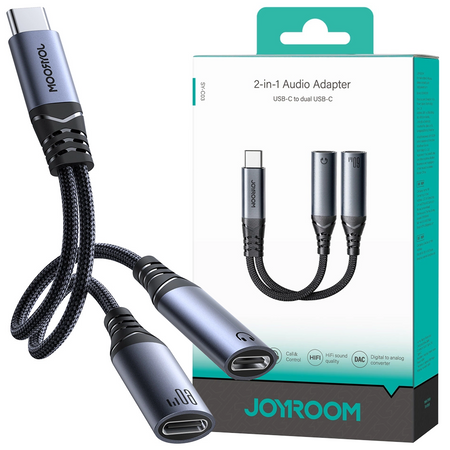 Adapter DAC 2w1 Joyroom SY-C03 USB-C do 2x USB-C - czarny