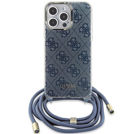 Etui Guess Crossbody Cord 4G Print na iPhone 15 Pro - niebieskie