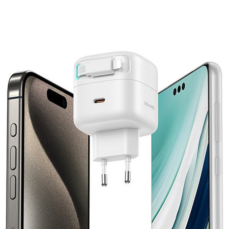 USAMS ŁADOWARKA 35W USB-C ZWIKANY KABEL DO LIGHTNING DO TELEFONÓW APPLE
