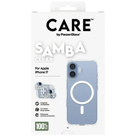 Etui CARE by PanzerGlass Fashionable Samba w. White MagSafe na iPhone 17 - przezroczyste