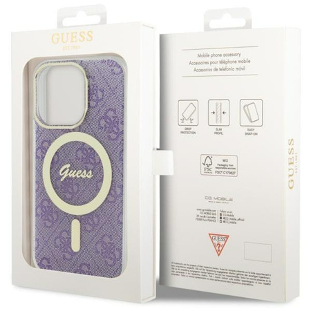 Etui Guess GUHMP14LH4STU na iPhone 14 Pro purpurowy/purple hardcase 4G MagSafe