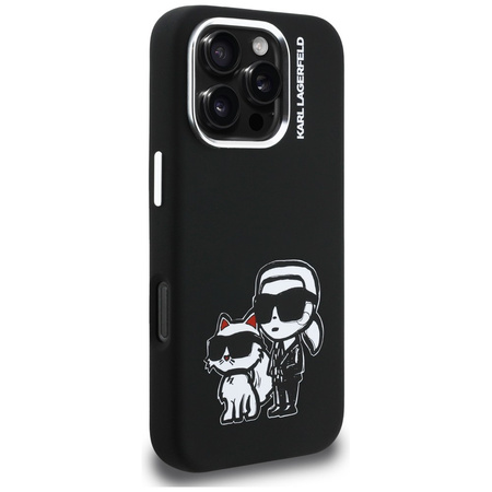 Etui Karl Lagerfeld Silicone             Karl&Choupette Sketch MagSafe do iPhone 16 Pro Max czarny